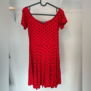 🧡5/$25🧡Suzy Shier Red and Black Polka Dot Mini Dress